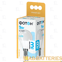 Лампа светодиодная Фотон P45 E14 9W 6500К 100-265V шар (1/10/50)