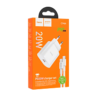 Сетевое З/У HOCO C94A Type-C 20W с кабелем Type-C-Type-C 60W белый (1/13/130)