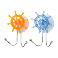 Крючки Рыжий кот W2534 "Штурвал" присоска 13.5х7.8х4см двойной 1шт. ассорти (1/12/48)