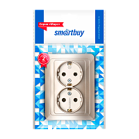 Розетка Smartbuy "Марс" 2гн. 16A С/З пластик шампань
