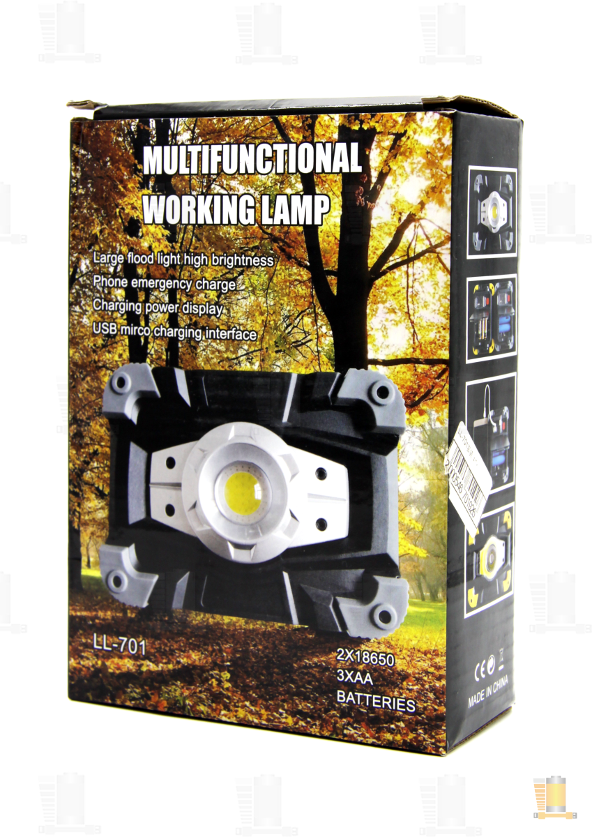 Фонарь прожектор Без бренда LL701 20W COB от батареек power bank черный