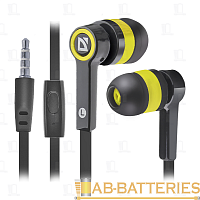 Наушники внутриканальные Defender 420 Pulse с микр. черный желтый (1/80)
