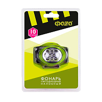 Фонарь налобный Фаzа H4-L10 1W 1LED от батареек 3 режима зеленый (1/10/80)