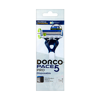 Бритва одноразовая DORCO "PACE5 PRO" 5 лезвий с триммером 1шт. (1/10) 