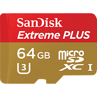 Карта памяти microSD SanDisk Extreme Plus 64GB Class10 UHS-I (U3) 95 МБ/сек с адаптером