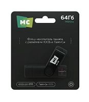 Флеш-накопитель MORE CHOICE МФ64a 64GB USB2.0 USB (m)/Type-C пластик черный