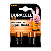 Батарейка Duracell Plus (Power Boost) LR03 AAA BL4 Alkaline 1.5V (4/40) 