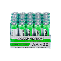 Батарейка GREEN POWERlab LR6 AA БОКС20 Щелочная 1.5V (4/20/120/720)