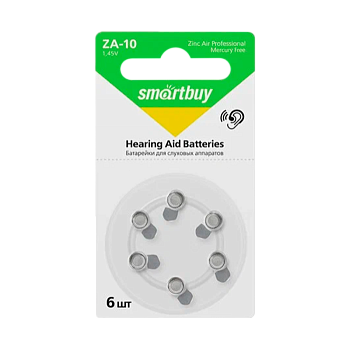 Батарейка Smartbuy ZA10 BL6 Zinc Air 1.45V (6/60/600/3000)