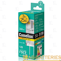 Лампа светодиодная Camelion JC G4 3W 3000К 12V капсула прозрачная (1/10/500)