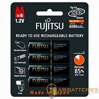 Аккумулятор профессиональный Fujitsu HR6 AA BL4 NI-MH 2450mAh (4/40/480)  | Ab-Batteries | Элементы питания и аксессуары для сотовых оптом