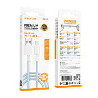 Кабель Borofone BX117 USB (m)-Type-C (m) 1м 3.0A нейлон синий
