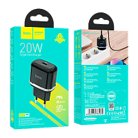 Сетевое З/У HOCO N24 Type-C 20W PD3.0 черный (1/12/120)