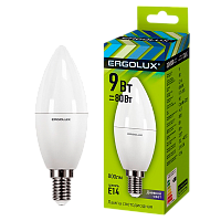 Лампа светодиодная Ergolux C35 E14 9W 6500К 172-265V свеча (1/10/100)