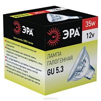 Лампа галогенная ЭРА MR16 GU5.3 35W 3000К 12V софит 50мм прозрачная (1/10/200)