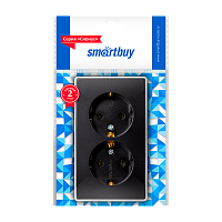 Розетка Smartbuy "Сириус" 2гн. 16A С/З пластик черный