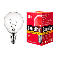 Лампа накаливания Camelion E14 40W 220V шар прозрачная (1/100)