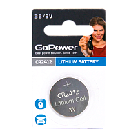 Батарейка GoPower CR2412 BL1 Литиевая 3V (1/5/500) 