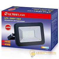 Прожектор светодиодный Ultraflash LFL-2001 20W 230V IP65 6500К холодный черный (1/30)