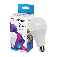 #Лампа светодиодная Космос A65 E27 25W 4500К 200-240V груша матовая (1/10/80)