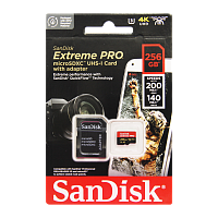 Карта памяти microSD SanDisk Extreme Pro 256GB Class10 A2 UHS-I (U3) 200 МБ/сек CN (Китай) с адаптер
