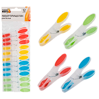 Прищепки для белья Рыжий кот 8.2х1.5см 12шт. ассорти (1/12/144)