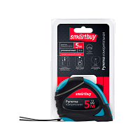 Рулетка измерительная Smartbuy ONE Tools 5м*19мм пластик 2 фиксатора прорезиненная голубой (1/72) 