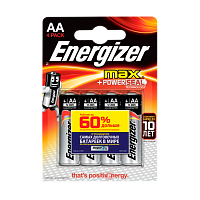 Батарейка Energizer MAX+Power seal LR6 AA BL4 Alkaline 1.5V (4/96)