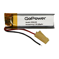 Аккумулятор Li-Pol GoPower LP501335 PK1 3.7V 180mAh с защитой (1/10/250)