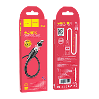 Кабель HOCO X52 USB (m)-Lightning (m) 1.0м 2.0A ПВХ магнит черный (1/31/310)
