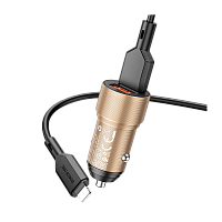 Автомобильное З/У Borofone BZ19B 2USB 18W с кабелем microUSB золотой (1/94/376)