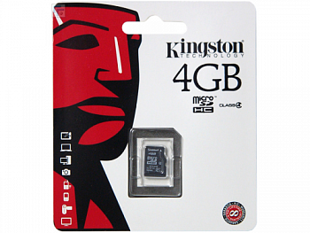 Карта памяти microSD Kingston 4GB Class4 4 МБ/сек без адаптера