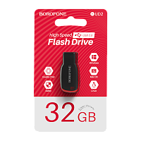 Флеш-накопитель Borofone Generous BUD2 32GB USB2.0 пластик черный красный (1/35/280) 