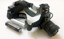 Фонарь налобный Без бренда PG8035 от аккумулятора 3 режима+ZOOM черный