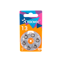 Батарейка Космос ZA13 BL6 Zinc Air 1.45V (6/60/3000)