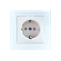 Розетка Прогресс Glass 1гн. 10A С/З ABS + Керамика белый (1/10/200)