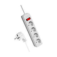 Сетевой фильтр Космос 4р.С/З 10A 1.5м ПВС 3x0.75мм² с выкл. белый (1/20)