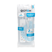 Удлинитель Фотон 16-23ЕS 3р.С/З 16A 2.0м с выкл. ПВС 3x1мм² белый (1/20)