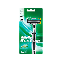 Бритва Gillette "Slalom Plus (Vector+)" 2 лезвия 1 кассета RUS (1/6) 