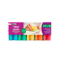 Губки кухонные AKTIV с вырезами, 5 шт. в упаковке, 65 х 85 х 40 мм, PATERRA (1/45)