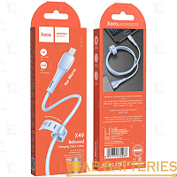 Кабель HOCO X49 USB (m)-microUSB (m) 1м 2.4A силикон голубой (1/31/310)
