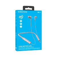 Наушники вставные Borofone BE59 bluetooth 5.3 с микр. с шейным шнурком серый
