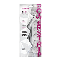 Удлинитель Defender E518 5р.С/З 10A 1.8м белый (1/30)