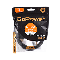 Кабель GoPower DisplayPort (m)-DisplayPort (m) 1.8м ПВХ ver.1.4 черный Premium Zip-Lock c подвесом
