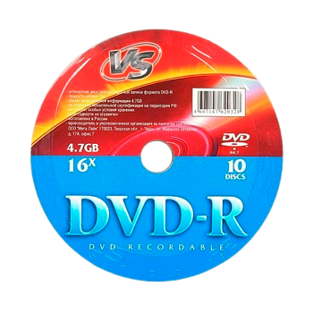 Диск DVD-R VS 4.7GB 16x SH10 (10/200) 