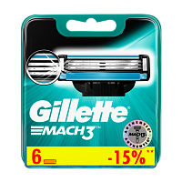 Сменные кассеты Gillette MACH3 TURBO 3 лезвия 4+2шт. (цена за 1 шт) (6/60)