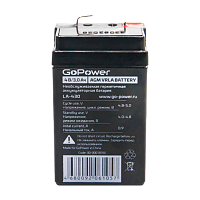 Аккумулятор свинцово-кислотный GoPower LA-430 4V 3Ah клеммы T0 (1/20)