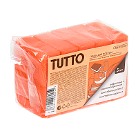 Губка для посуды TUTTO 8х6х2.5см 5шт. оранжевый (1/48)