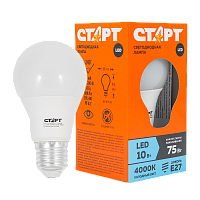 Лампа светодиодная Старт GLS E27 10W 4000К 220V груша Eco матовая (1/10/100)