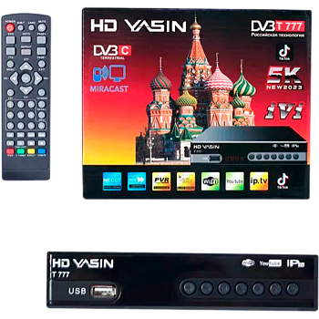 Приставка для цифрового ТВ YASIN T777 DVB-T/T2 металл черный (1/60)